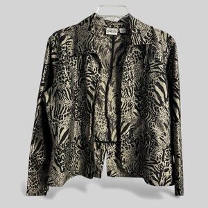 Chico's pure silk retro y2k vintage animal print mobwife blazer size 1 Medium